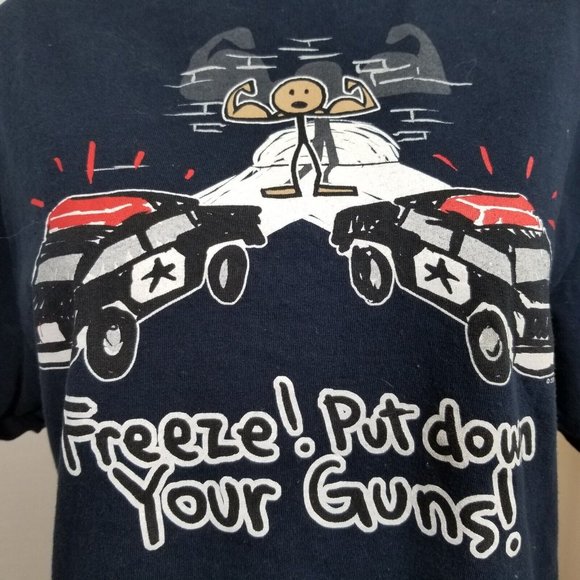 Vint Top T-Shirt Police Gun Navy Graphic Tee Short Sleeve Medium Tennessee River - Picture 1 of 6